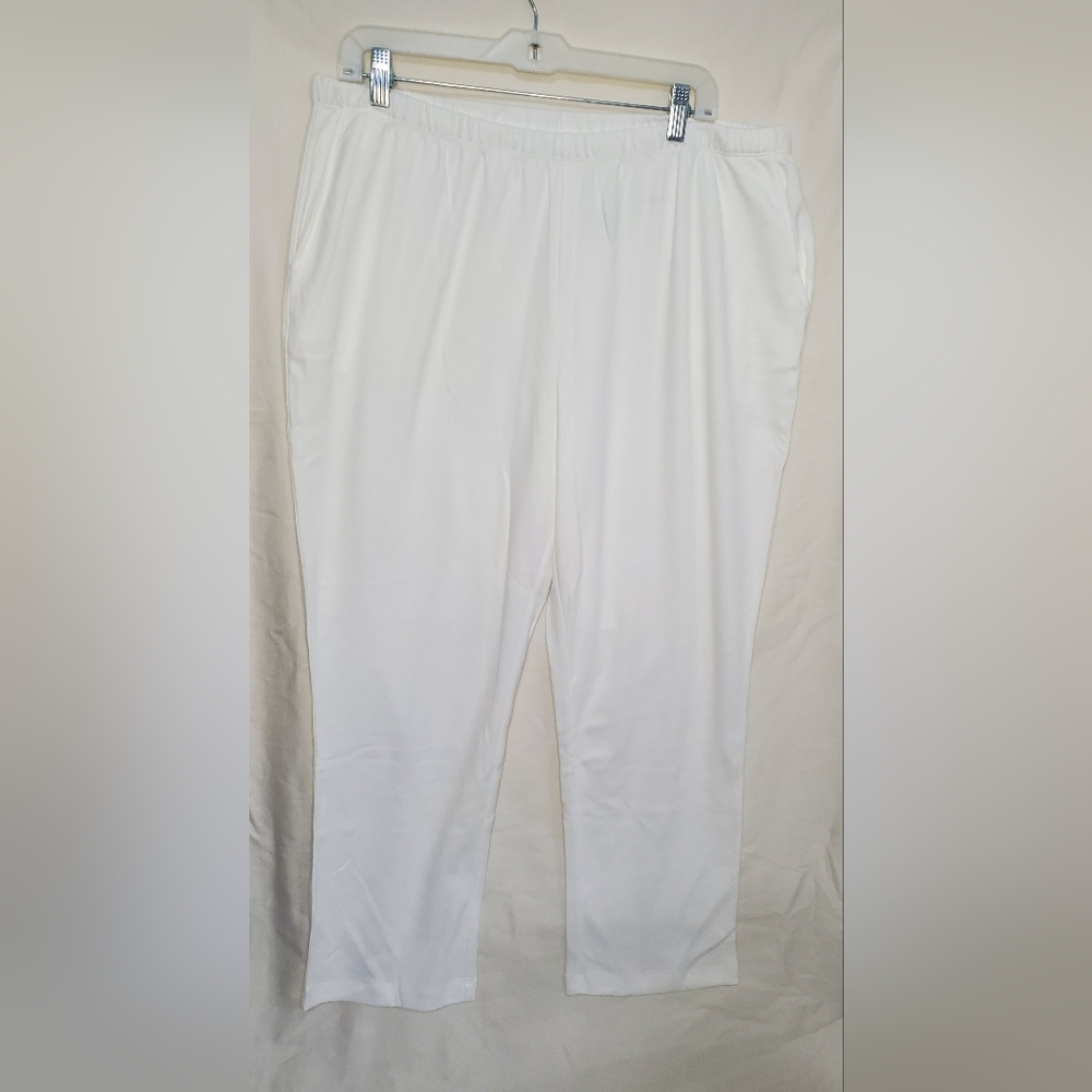 Women’s Lands’ End White Sweatpants 1X Petite Cotton Lounge Pants